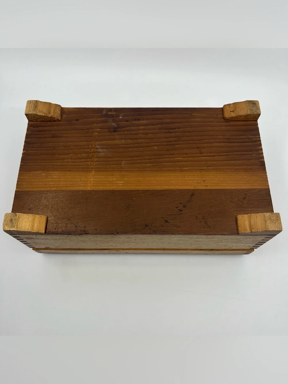 Vintage wooden carved jewelry keepsake box with mirror